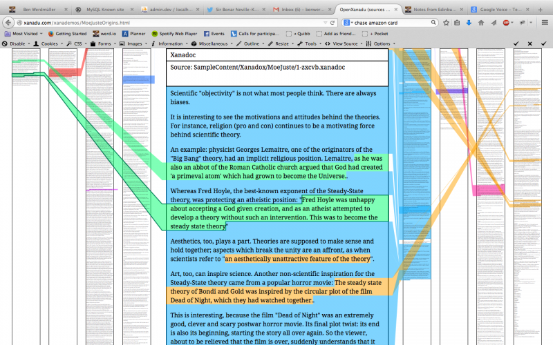 Project Xanadu: a screenshot. It's obvious that this won't replace the web. But what if these were film clips, not text?