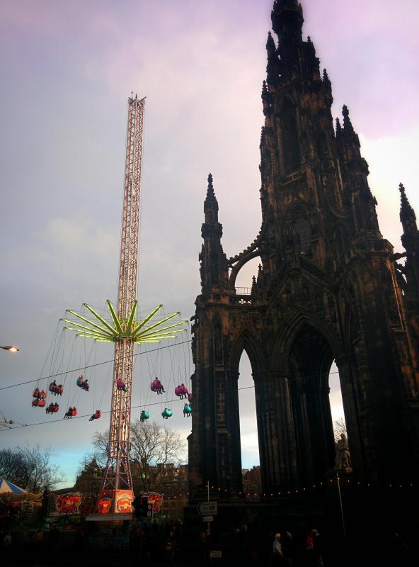 Whizzing around by the Scott Monument
