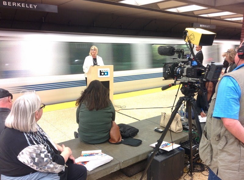 Press conference about suicide on BART, at Berkeley station