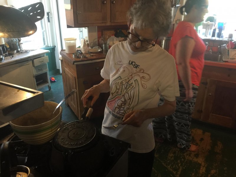 In her element (with a century old waffle iron)