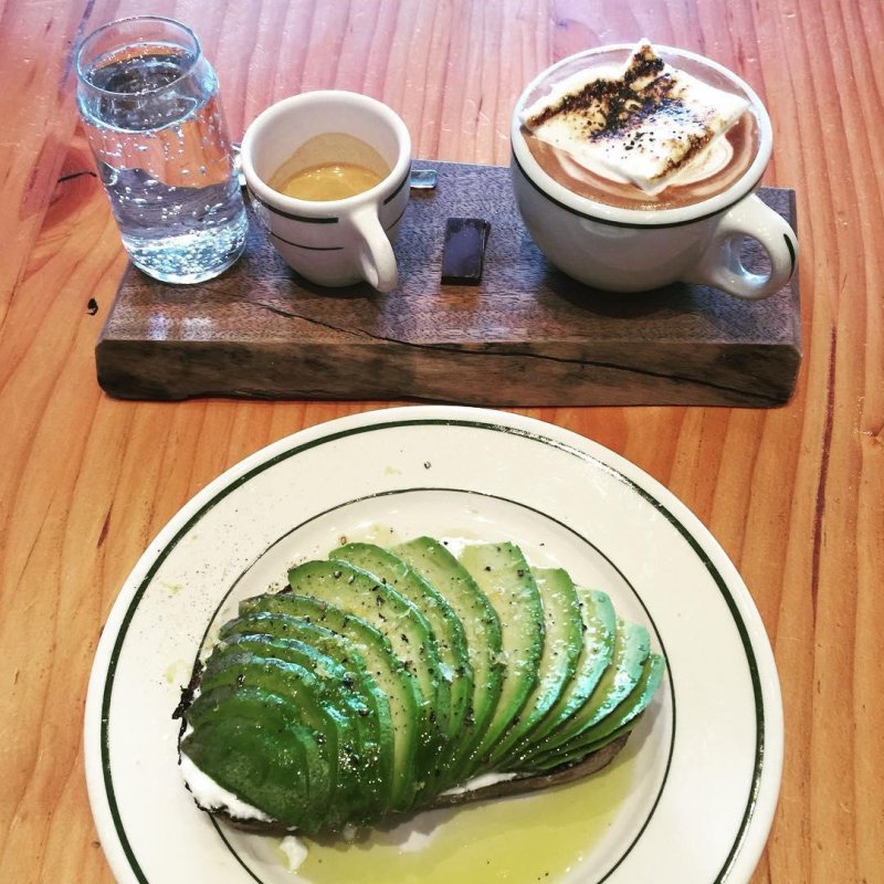 A little pre-breakfast. Nbd. 
This is avocado and ricotta toast, with a deconstructed mocha with mallow.