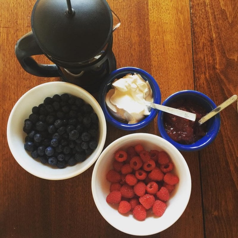 Sunday brunch prep. When we're all together on a Sunday, it's family tradition to eat crepes, filled with fresh fruit and other delicious things.