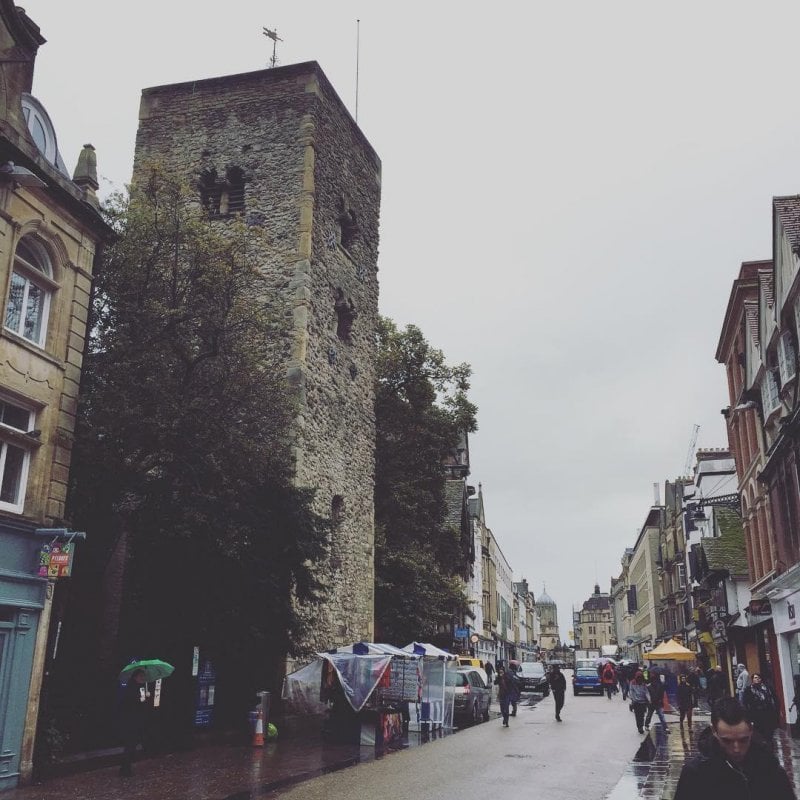 This Saxon tower in the city center was built around a thousand years ago. It's opposite the KFC.