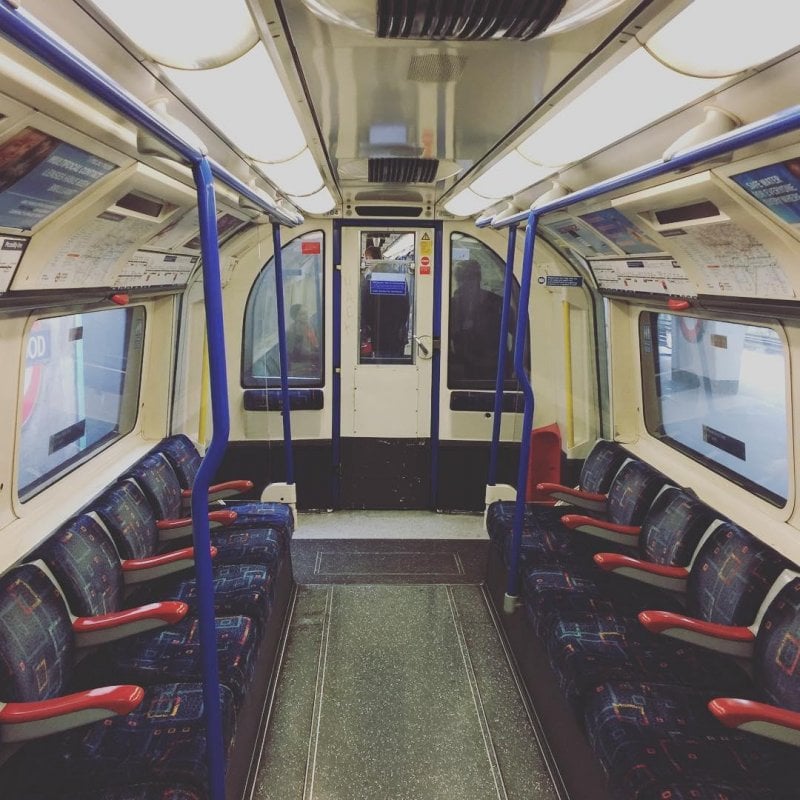 Something I learned this trip that I didn't know before: the London Underground lines have different sized trains, depending on how deep underground the line goes. This is a Piccadilly Line train, which I'm riding almost end to end to get to Heathrow.