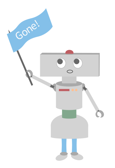 Robot with a gone sign